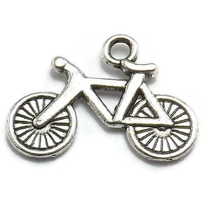 50 Bicycle Charms silver tone bike