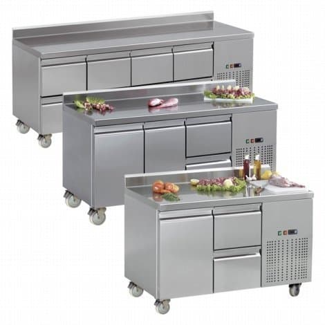 Mercatus L2 Range Counters, Saladettes and Pizza Prep Chilled Storage with SS 5 Door 850(H) x2625(W) x700(D) 516 Litre 1 per Door Shelves -2 Year Parts Warranty Included