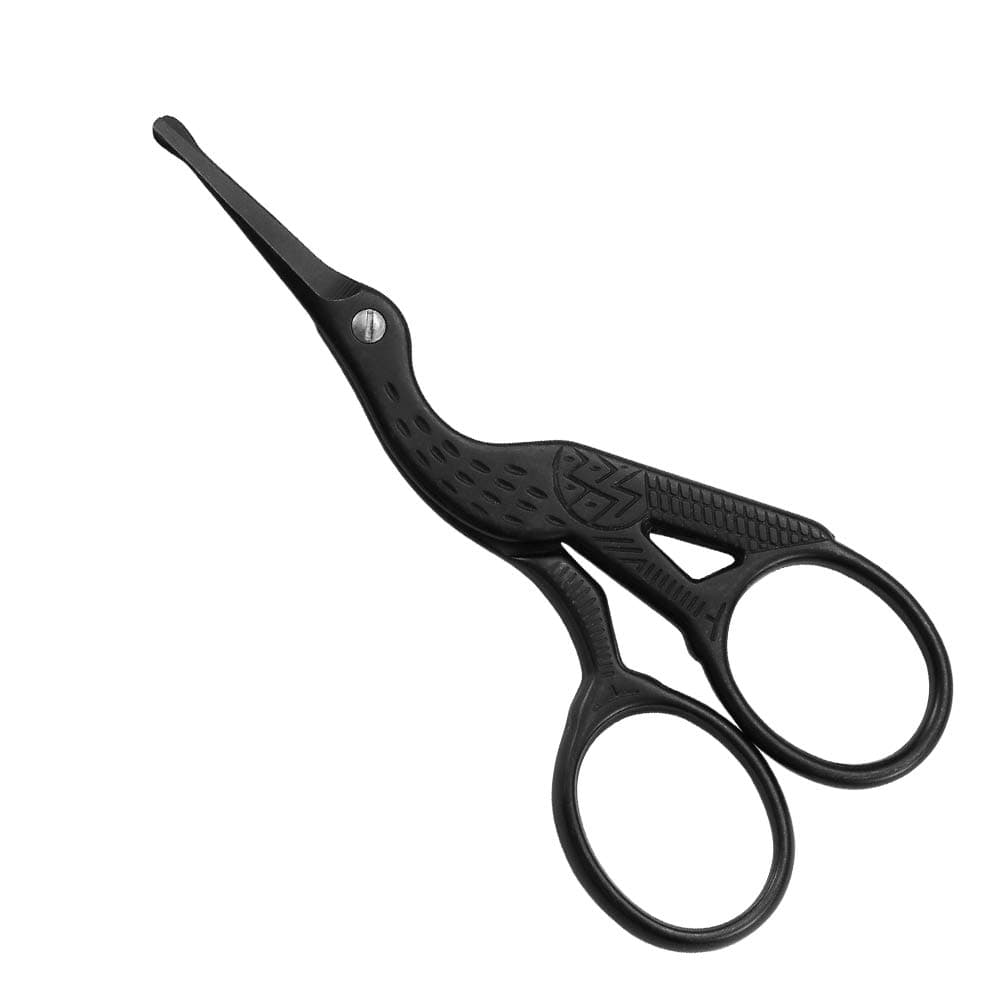 LIVINGO3.5" Rounded Tip Vintage Stork Scissors, Professional Stainless Steel with Black Titanium Coated, Cuticle Pedicure Beauty Grooming Scissors for Eyebrow, Facial Hair, Dry Skin, Nose Hair