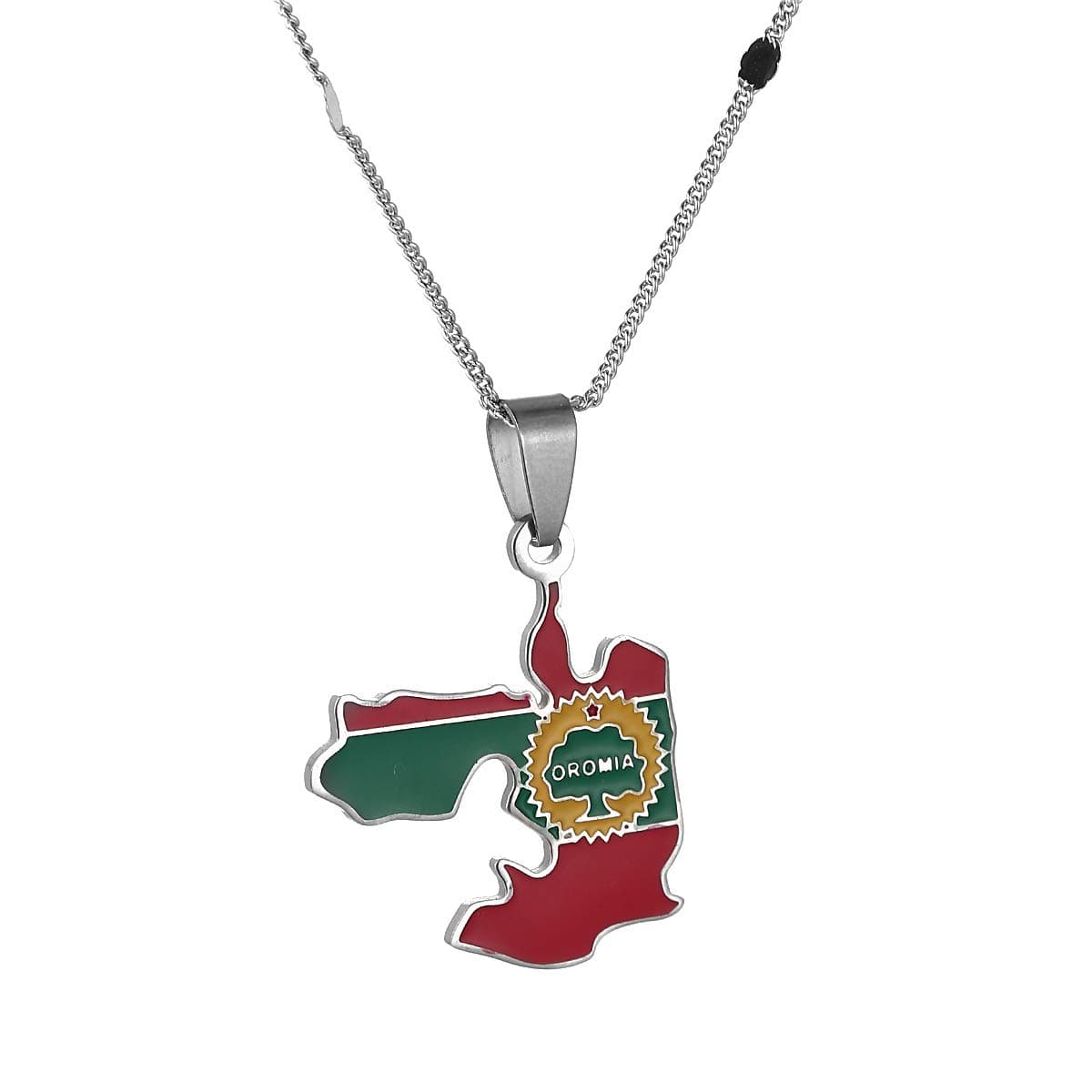 Stainless Steel Oromia Map Pendant Necklace Oromo Map Chain Jewelry