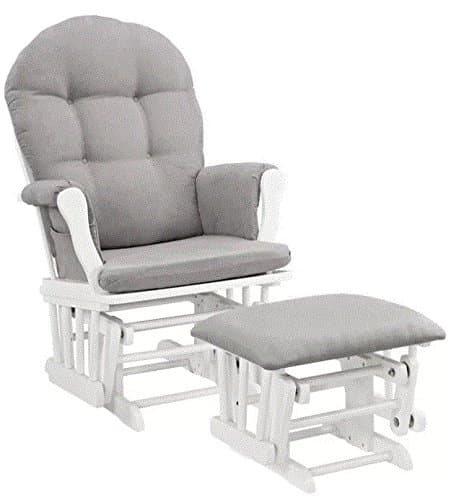 NEW Windsor Glider and Ottoman White Finish and Gray Cushions