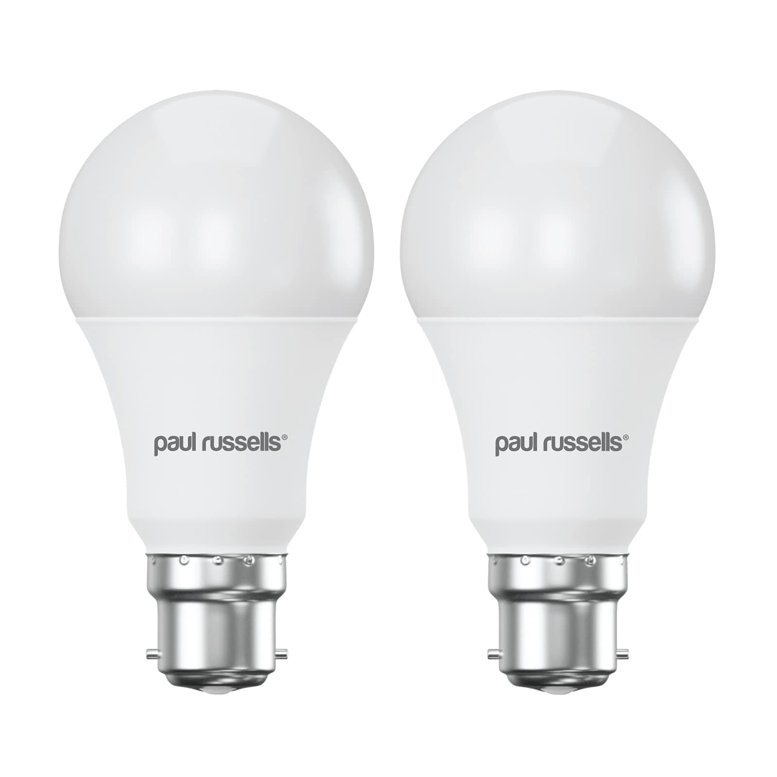 paul russells LED GLS Lights Bayonet Cap BC, 75w Equivalent, 9.5watt 1055LM LED Bulbs, 4000K Cool White, Classic Frosted A60 Standard B22 Energy Saving (Not Dimmable) Large Globe Lamps, 2 Pack