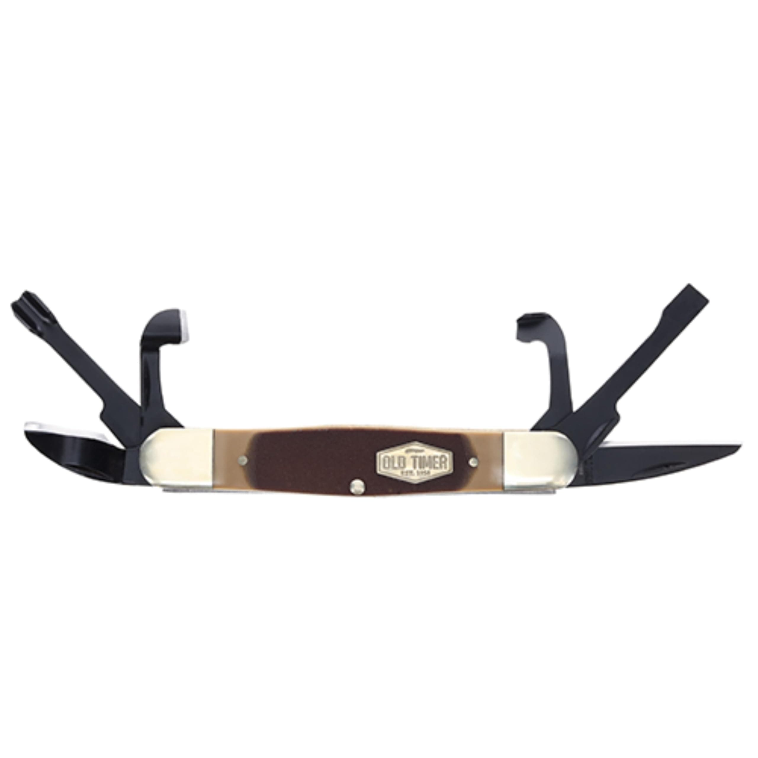 24OTCP Splinter Carvin' 6in Traditional Folding Whittling Knife with 1.5in Detail Blade, Sawcut Handle, Nickel Silver Bolsters, and Convenient Size for Carving, Camping, EDC, One Size, Brown