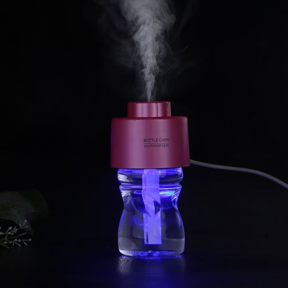 Yoear USB Portable Bottle Cap Air Humidifier Diffuser Purifier Aroma Mist Maker for Office Home Travel (pink)
