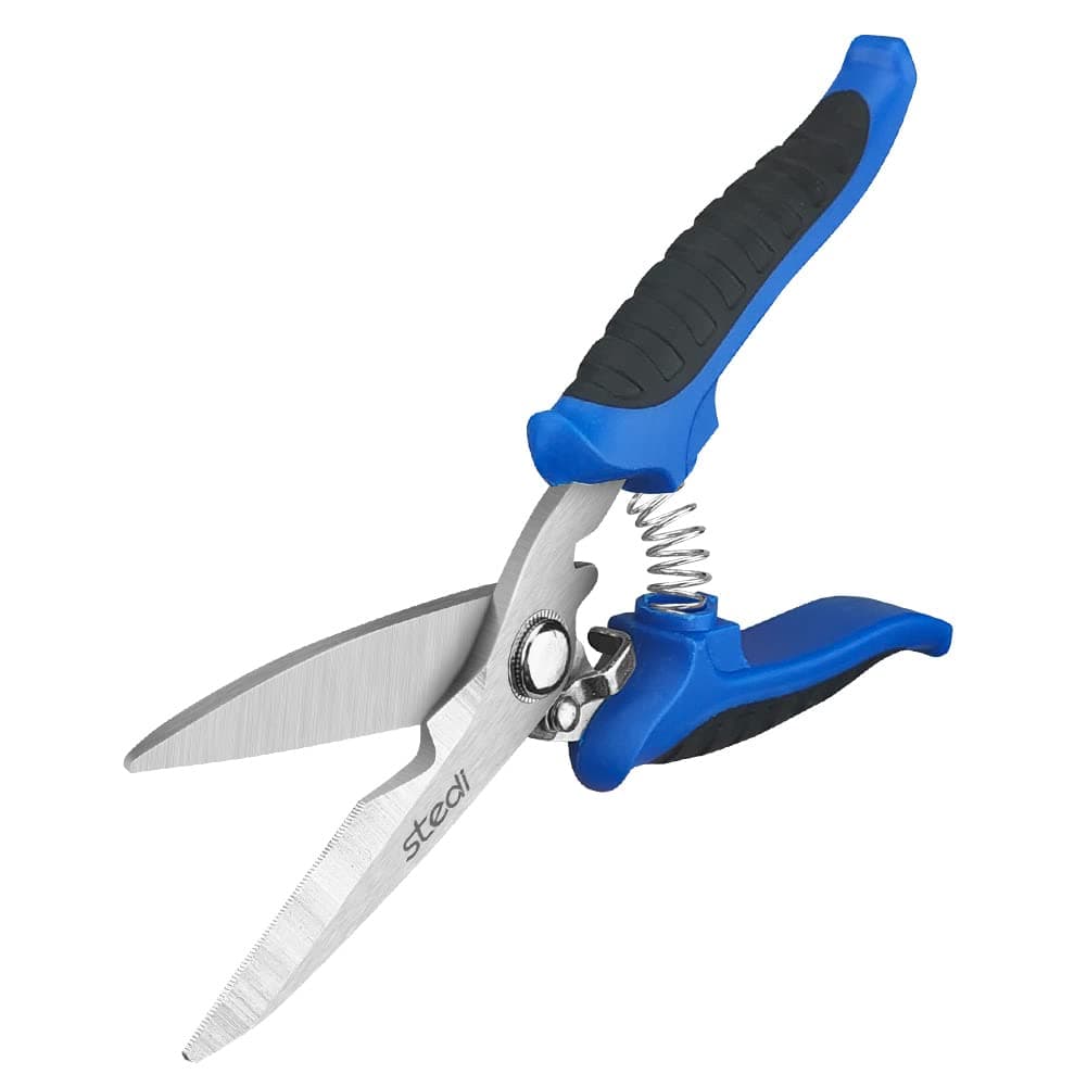 Multipurpose Heavy Duty Scissors, High Carbon Stainless Steel Shears with Fine Serrated Blades Easy to Cut Cable Notches,Non-Slip Comfort Handle, Cuts Wire, Carton,for Household Pruning, Office