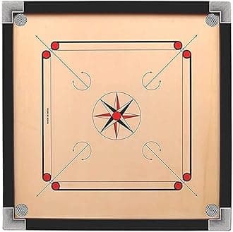 Carrom Board 20 In With Combo Full Size Carrom Free Coin And Stricker,Powder (Brown), Adult
