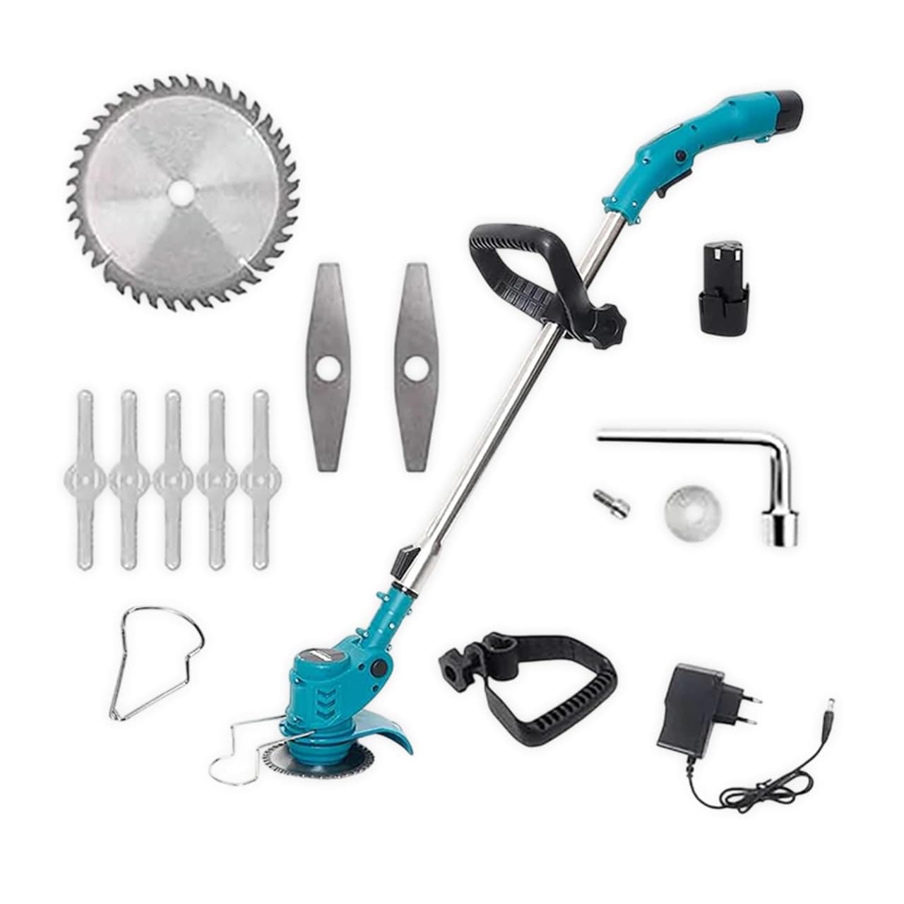 Omada Cordless Electric Grass Cutter Edge Cutter 12V 180mm Cutting Width 2-in-1 Mower & Trimmer |Adjustable Height | 3 Blade Types | Lightweight & Portable | Lawns & Gardens