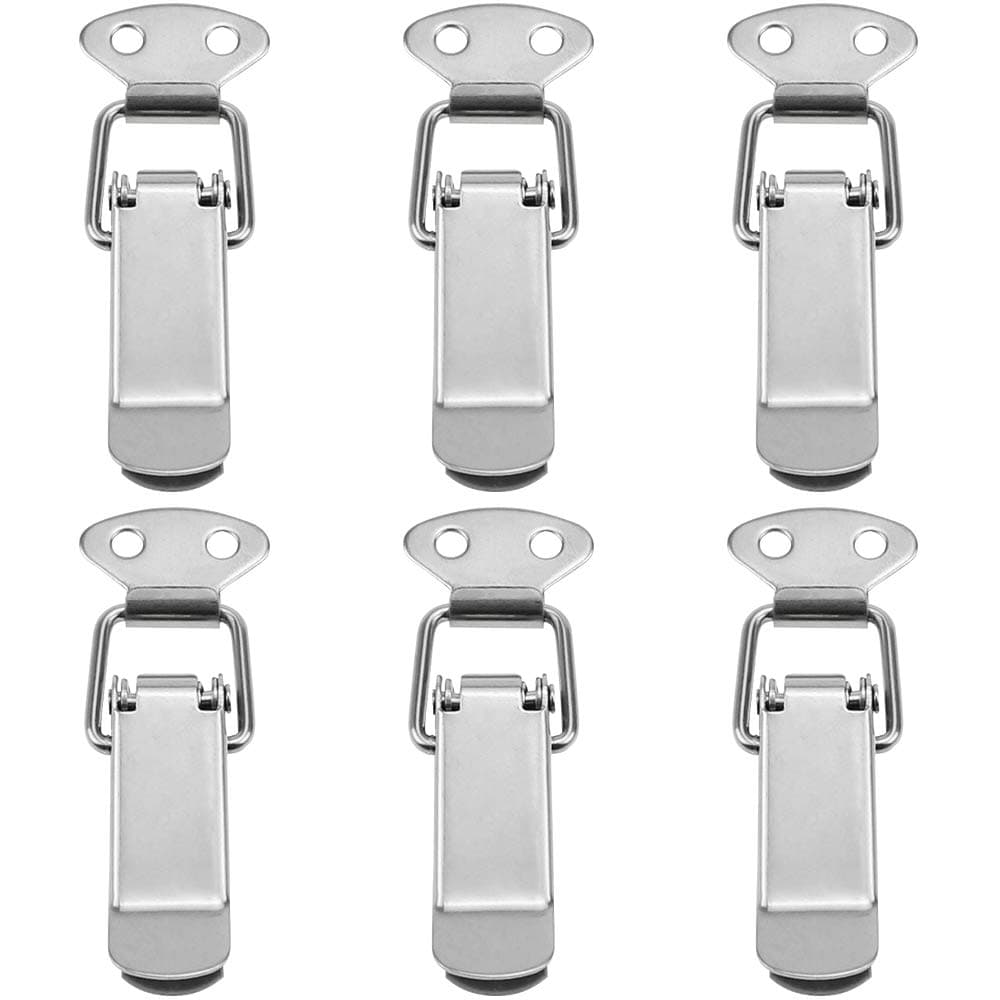 DXLing 6 Pieces Spring Loaded Toggle Latch Stainless Steel Lock Toggle Catch Latch Clasp Box Lock Buckle Duck Billed Buckles for Cabinet Medicine Box Flight Case Cosmetic Case Toolbox Silver