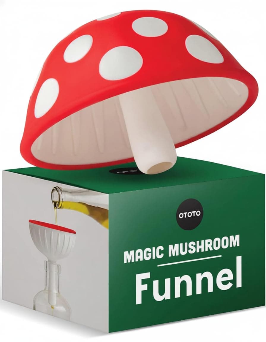 OTOTO Mushroom - Foldable Small Kitchen Funnel with Wide Mouth for Jars. Bottle Liquid Transfer - Silicone, 100% Food Safe, BPA Free, Dishwasher Safe