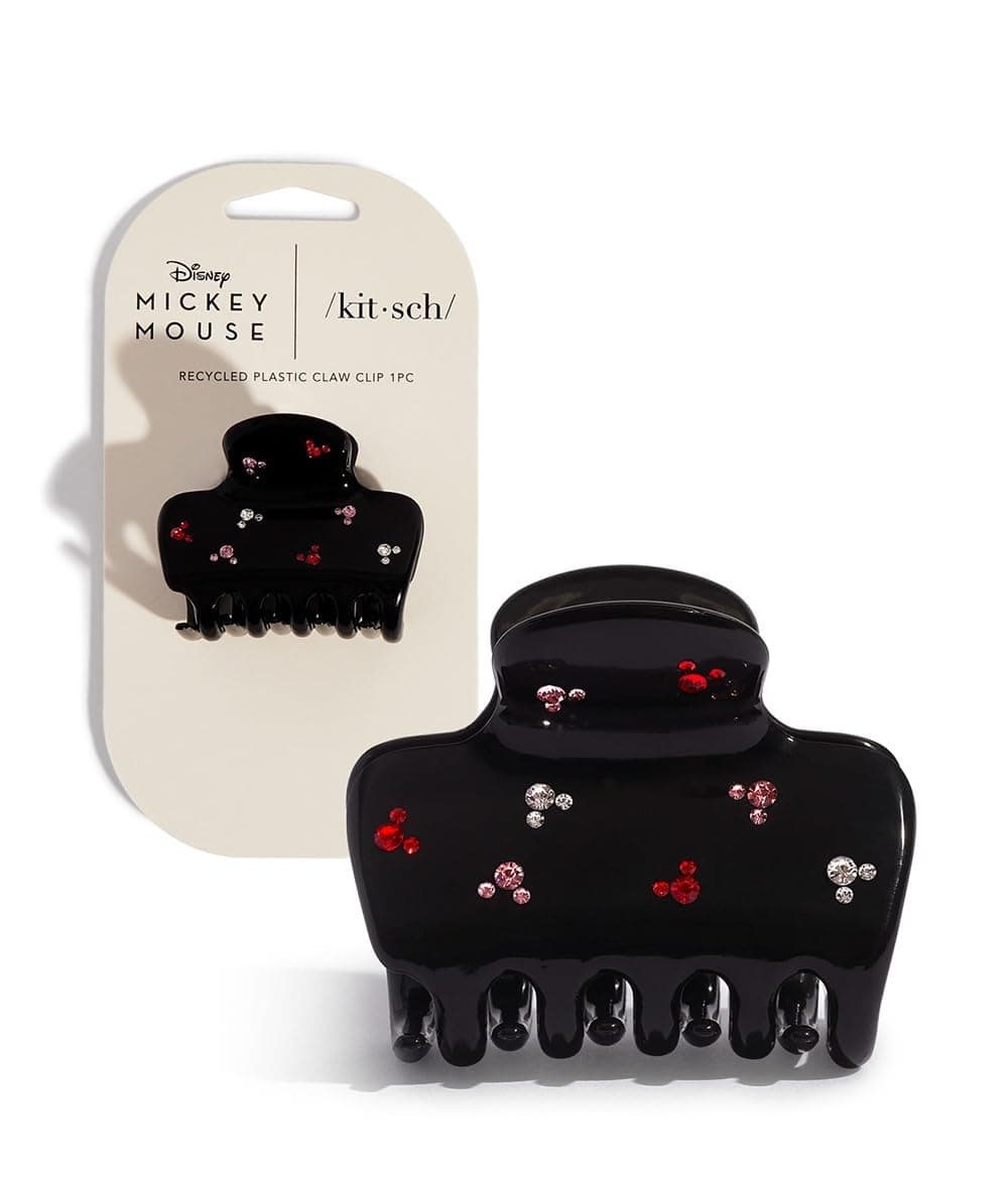 Kitsch & Mickey/Minnie Hair Claw with Rhinestones, Cute and Elegant Claw Clips for Girls, Great for All Hair Types, Recycled Plastic | Ideal Gifts for Women - 1pc (Black)