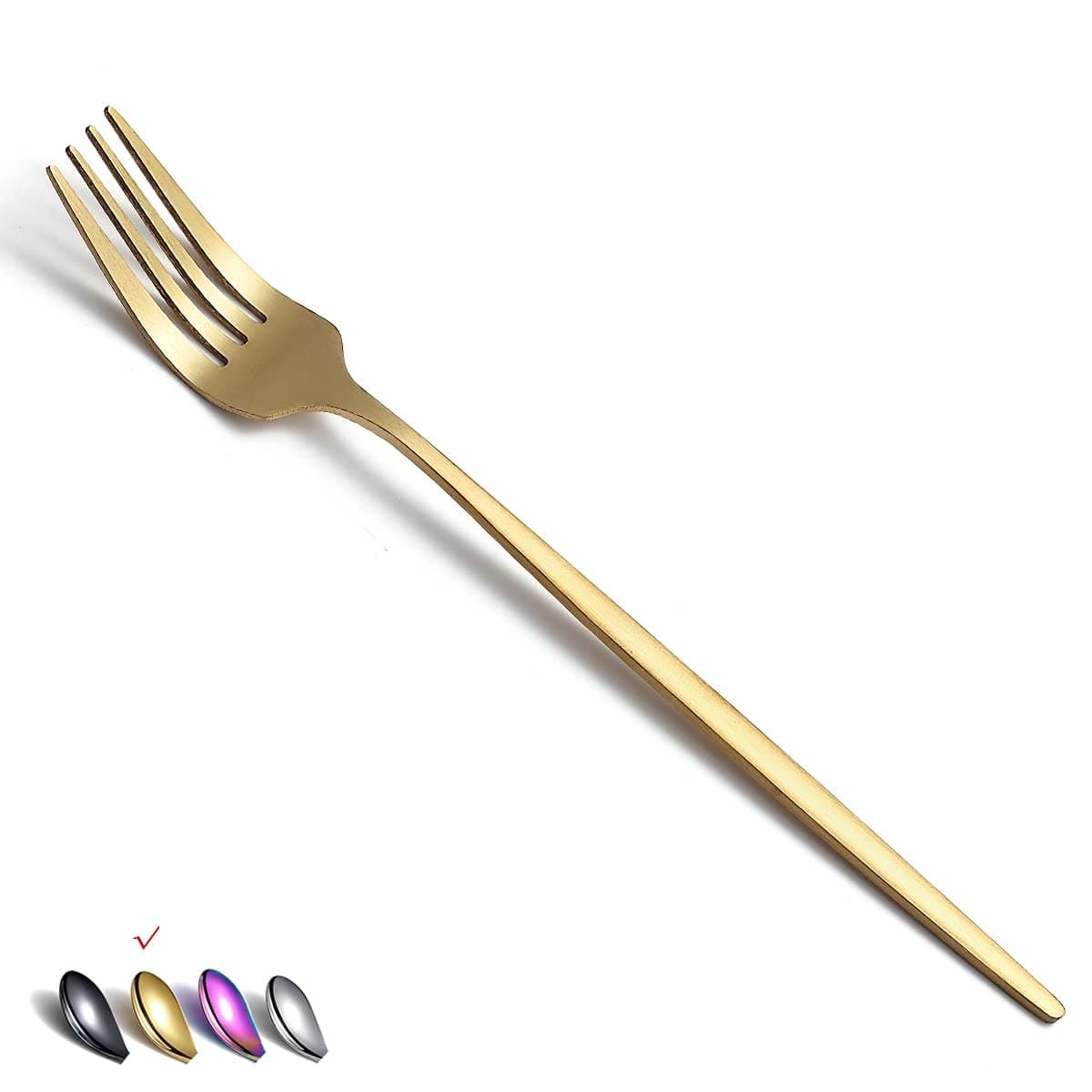HOMQUENMatt Gold Dinner Forks 6 Piece, Stainless Steel 8.4'' Forks Silverware Set, Dessert Forks, Table Forks, Salad Forks for Home, Kitchen or Restaurant, Dishwasher Safe