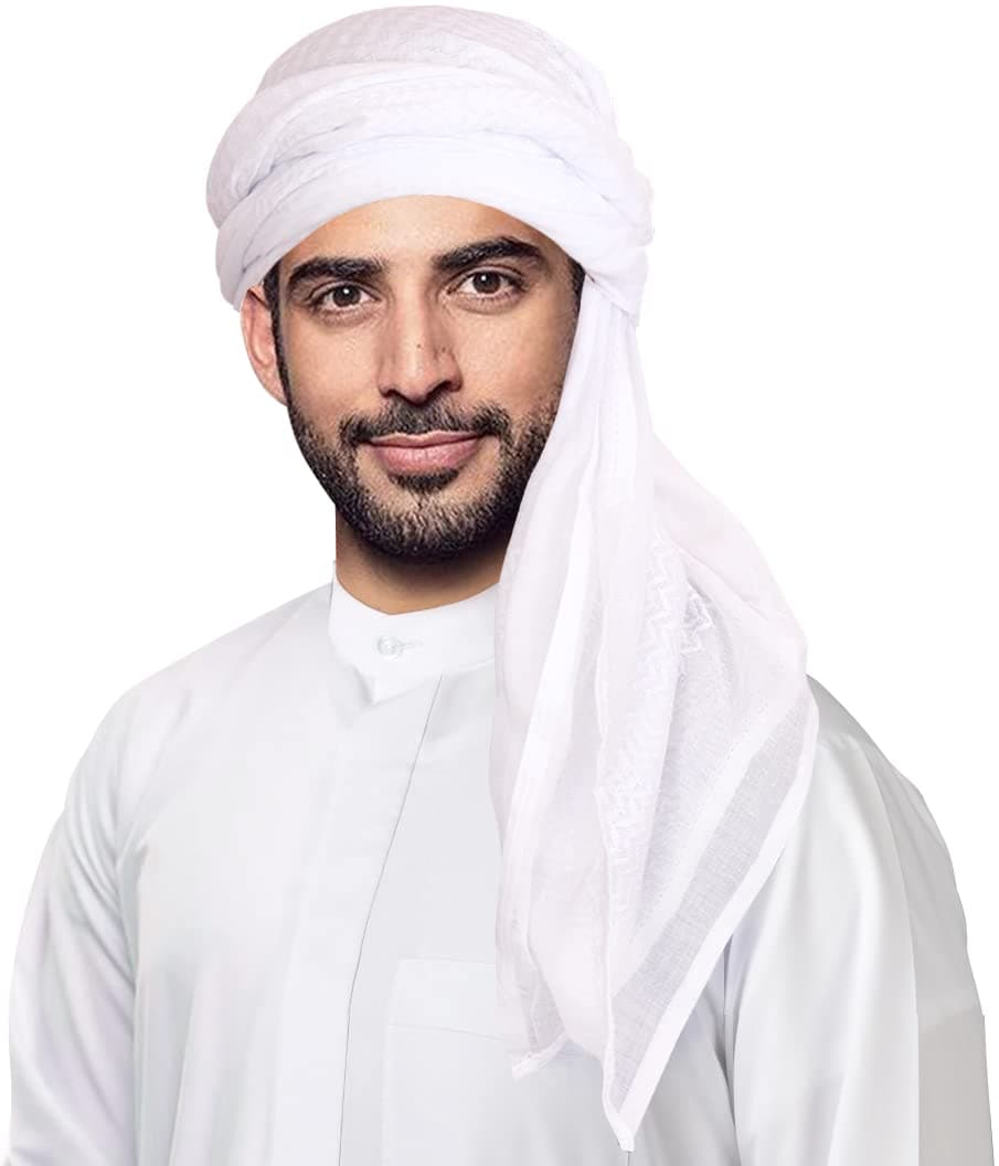 Military Shemagh Tactical Desert Keffiyeh Head Neck Scarf Arab Wrap, White Without Headband, One Size
