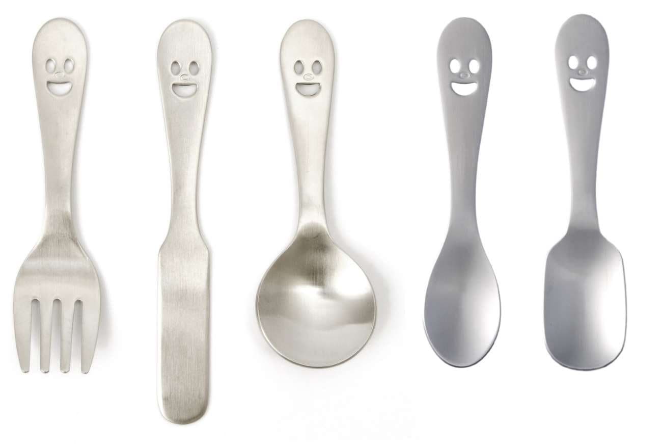 Made in Japan Happy Face Petit Cutlery Set (Fork, Knife, 3 Spoons)