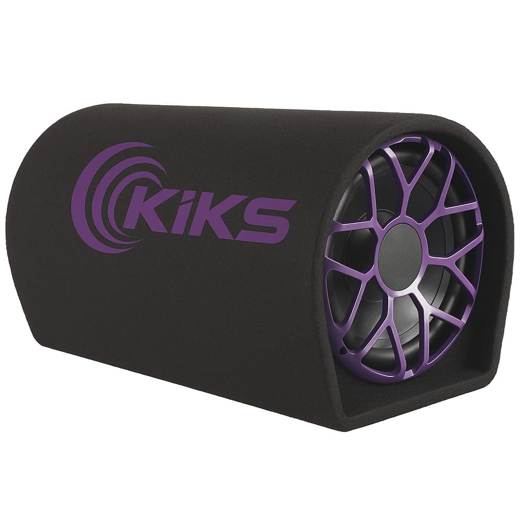 KIKS KX-1001 10-Inch D-Shaped Active Bass Tube Subwoofer for Car | Inbuilt Amplifier | Plug & Play | Dual Port Reflex | Deep Bass | Premium Finish