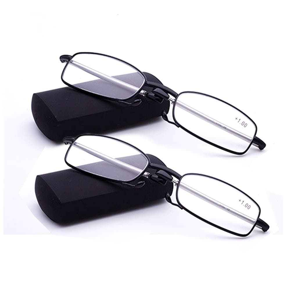 2 Park Readers Glasses are Portable and Foldable Metal Alloy Frame Folding Small Reading Glasses Reader for Men and Women … (3.5, Black)
