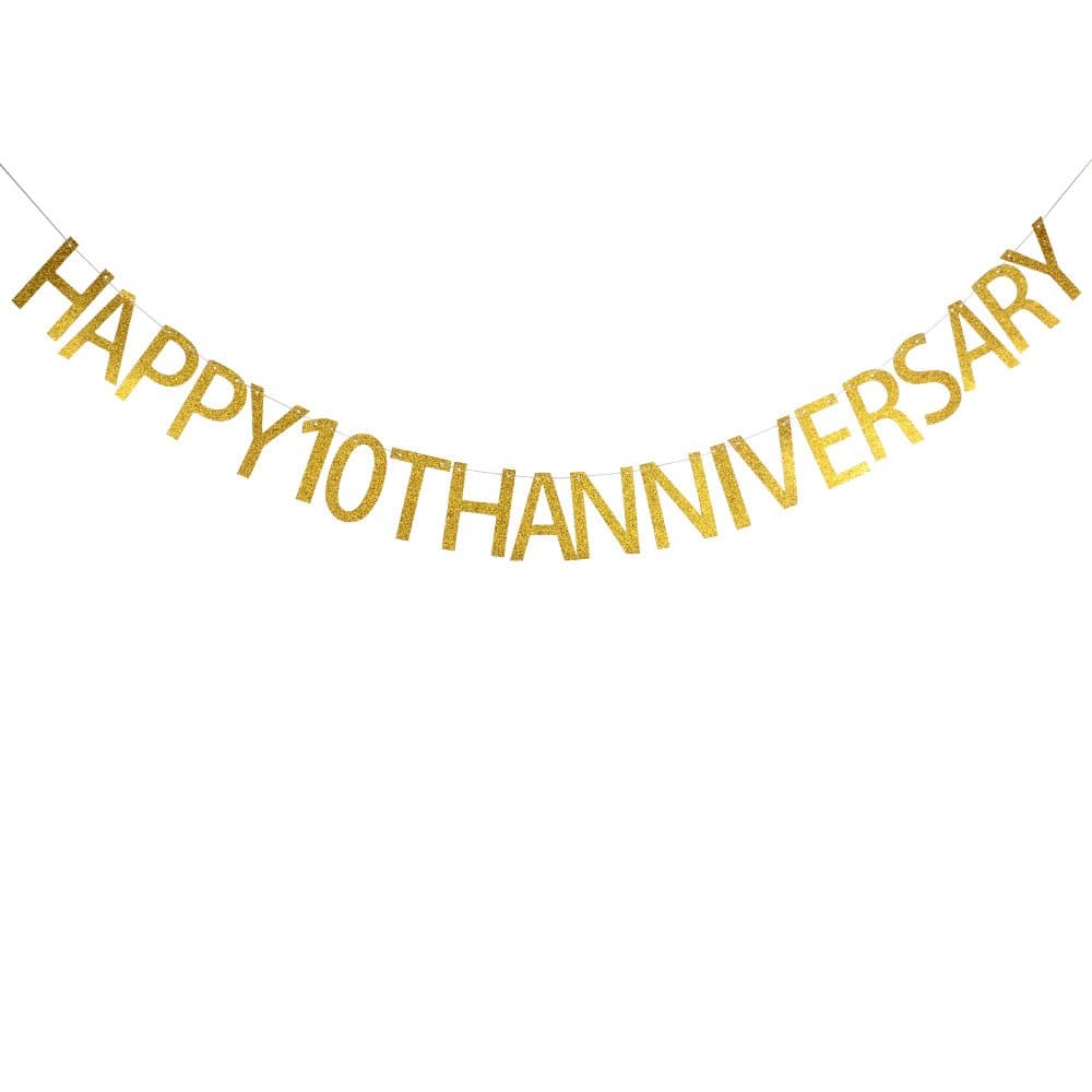 yujiaonly Happy 10th Anniversary Banner Party Decor for Company Anniversary,Wedding Anniversary,Friendship Anniversary