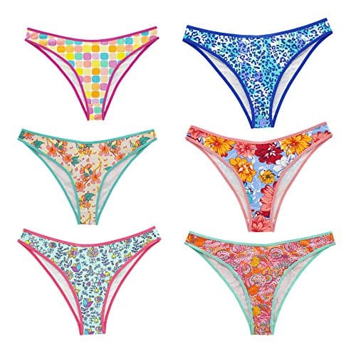 Adela Sexy Cheekini 12 Colorful Prints Cotton Cheekini Panty 3 Pcs/Bag Random Color