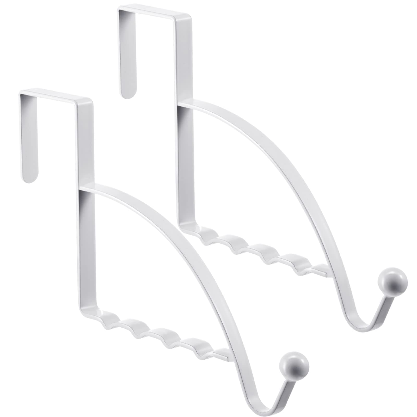 Hotop 2 Pcs Over The Door Hooks Over Door Hanger Sturdy Valet Hooks Mounted Hanging Storage Organizer Rack for Clothes Coats Towels Hats Scarves Purses(White)