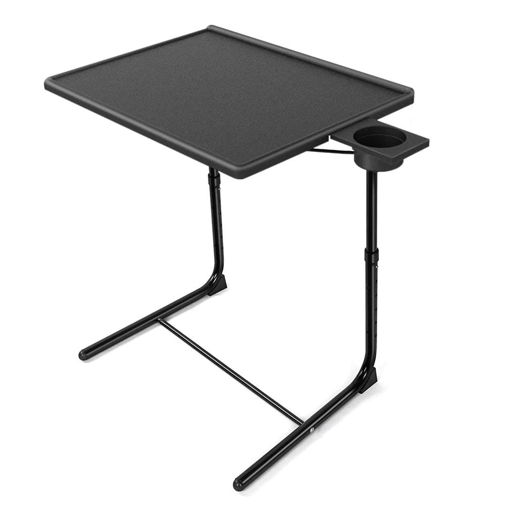 Adjustable TV Tray Table - TV Dinner Tray on Bed & Sofa, Comfortable Folding Table with 6 Height & 3 Tilt Angle Adjustments