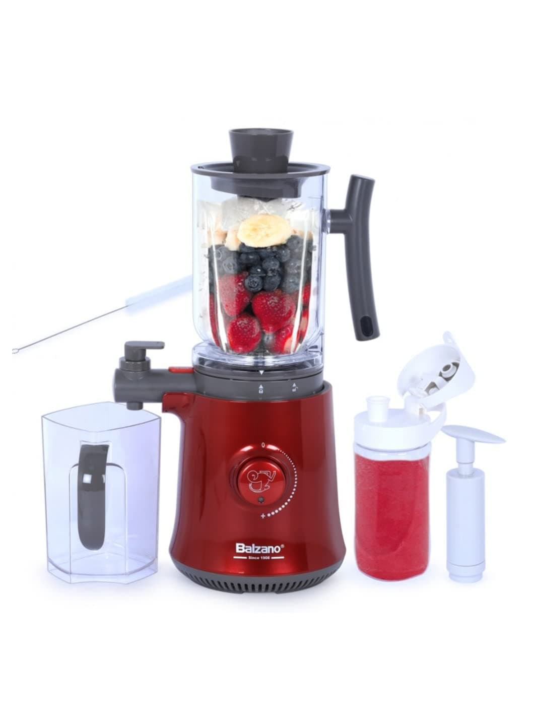 Balzano 1.5 Liter Silent Yoga Blender, Smoothie Maker, Juicer With Auto Seed Separation Technology, Immunity Booster, 500W, Metallic Red, GJ230-01E00-1 Year Warranty