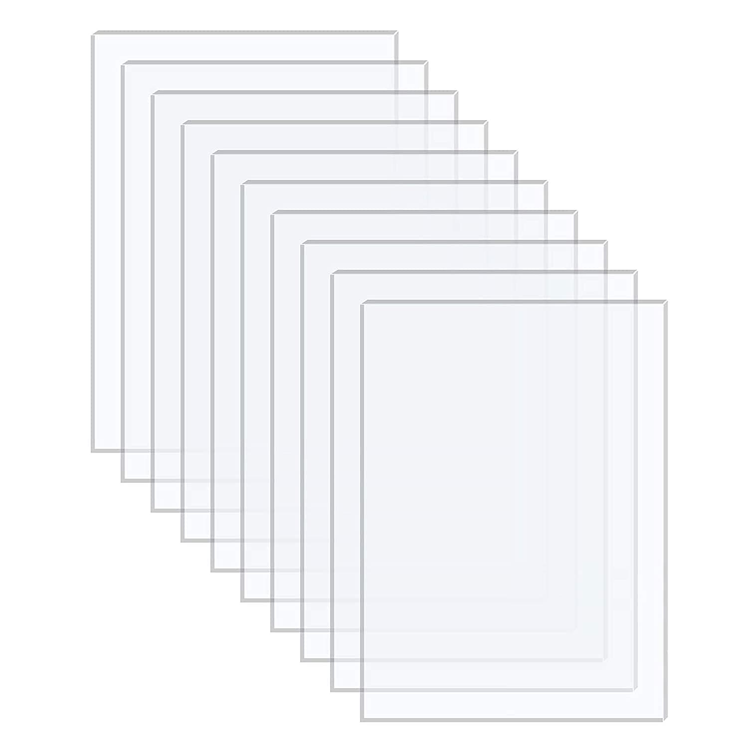 10 Pack of Acrylic Sheets 5x7-0.043" Thick Clear Extruded Plexiglass Sheets for Crafts, Picture Frame, Projects Display & DIY