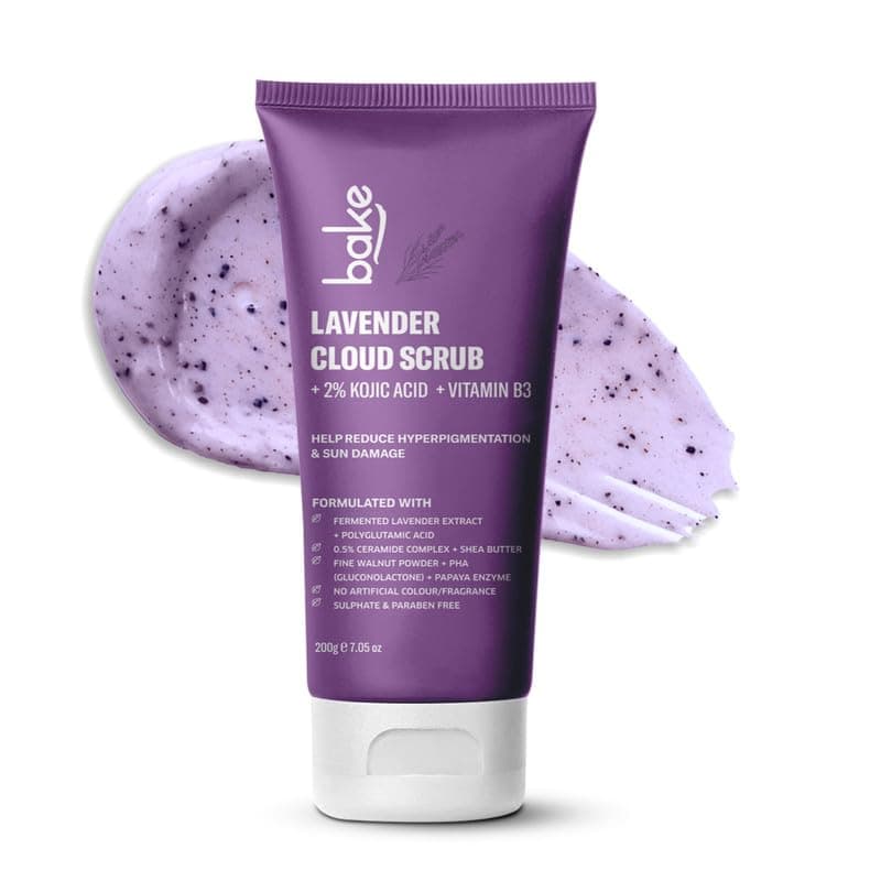 2% Kojic Acid Lavender Body Scrub (200g) For Brightening, Tan Removal, Dark Spots & Pigmentation | Niacinamide & Ceramide Complex | Exfoliates & Brightens Underarms | Face Scrub with Walnut