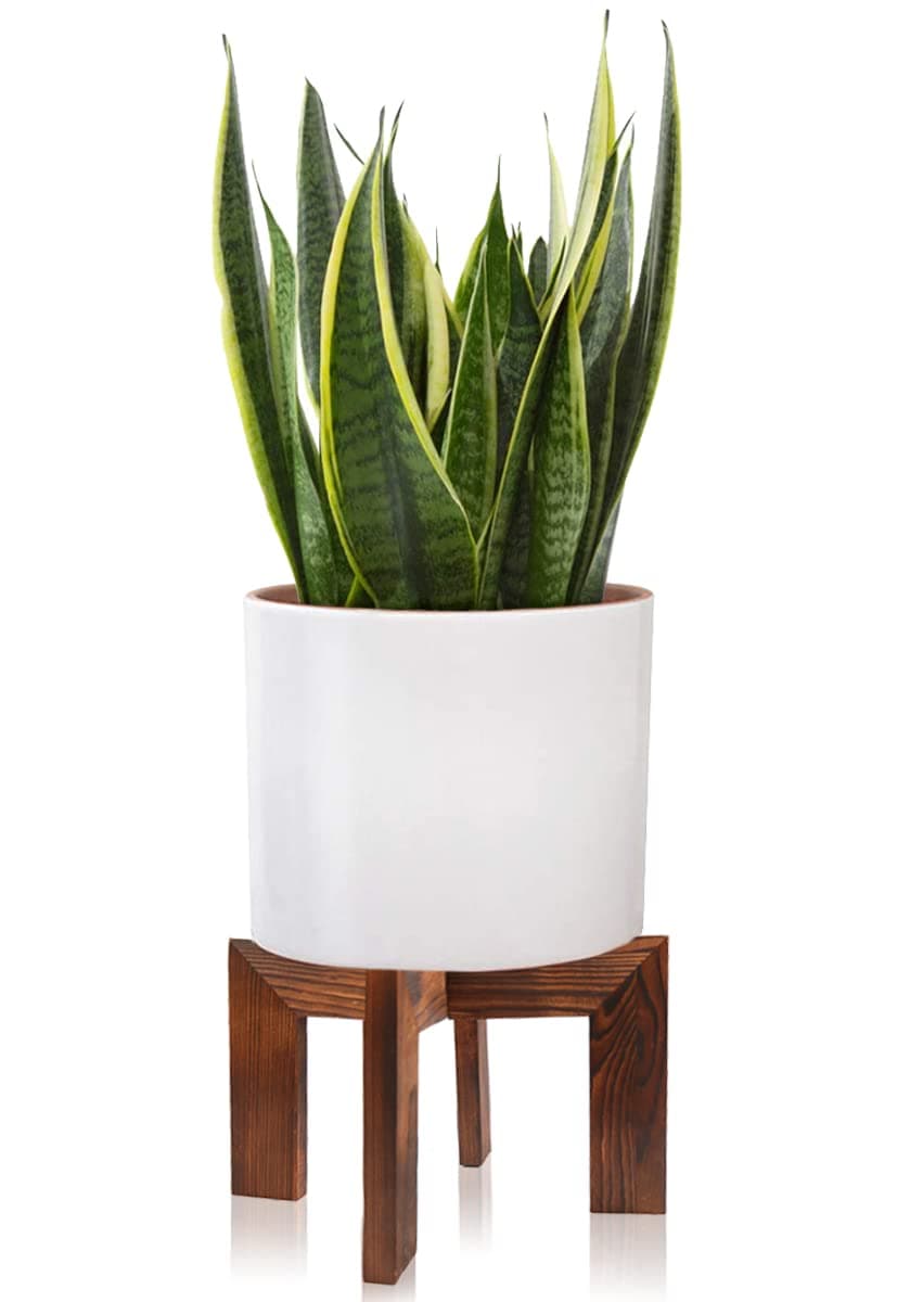 Gendral Forwepup Wood Plant Stand, Mid Century Modern Planter, Rattan Flower Pot Stand, Low Short Plant Stands for Indoor - Boho Rustic Wooden Stool for Plant Pot Holder, Fit 5-15 Inch Pot