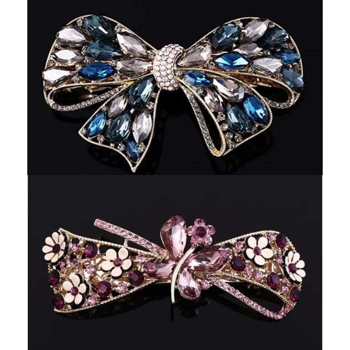 Vintage Hair Barrette Clip for Girls, Black, Metal Automatic Clasp Strong Hold Grip Hair Clips for Women, No Slip and Durable Styling Girls Hair Accessories,2 pcs