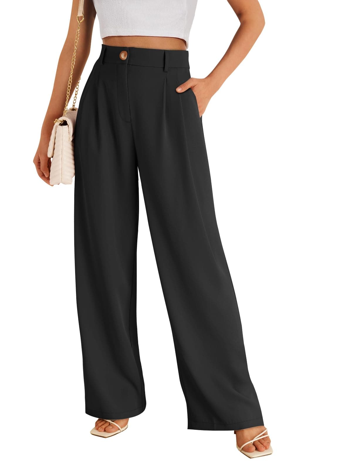 Wide Leg Dress Pants Women's High Waisted Dressy Trousers