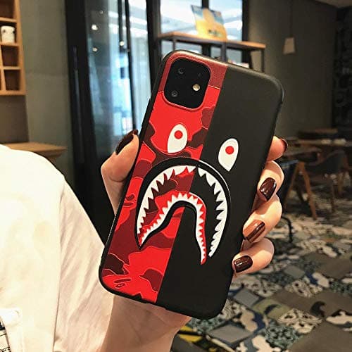 Kplvet iPhone 11 Soft Case,3D Embossed Craft Ultra Slim Thin Durable Unfading Coloring TPU Cover for 6.1 iPhone 11,Street Fashion Basic Protective Phone Case (Red Black Shayu)