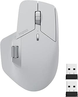 RAPOO MT760 Wireless Bluetooth Mouse - Bluetooth 5.0/2.4GHz Multi-Mode Connection Multi-Device Computer Mouse, M+ Cross Computer Technology, 11 Programmable Buttons, 90 Days Battery Life, Gray