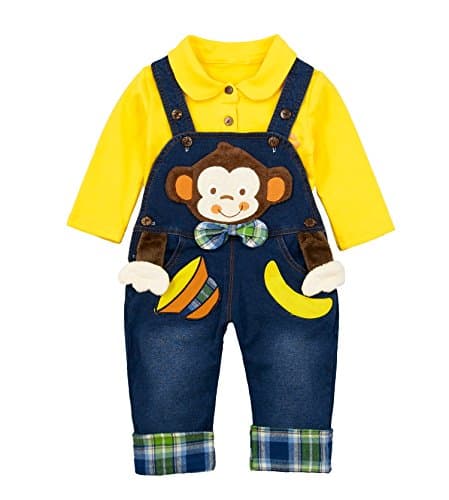CHUMHEYBaby & Toddler Boys Jean Overalls Pants Set,Blue,12-18 Months