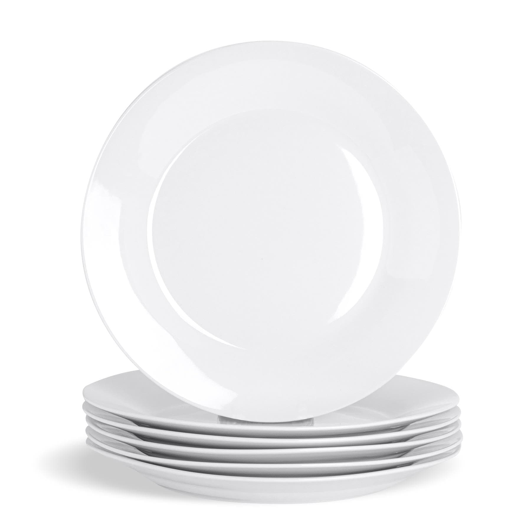 Argon Tableware 24-Piece Classic White Dinner Plates 27cm - Dishwasher and Microwave Safe Porcelain 10.5 inches Large Main Course Plate Dinner Serving Dishes Set