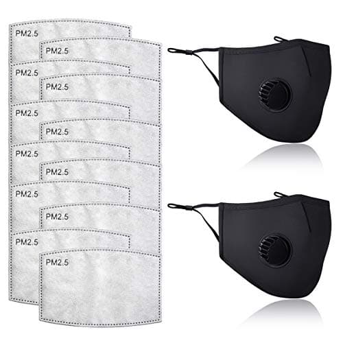 20 Pcs Activated Carbon Filter 5 Layers Breathing Protective and Washable Reusable Dust Cover Black