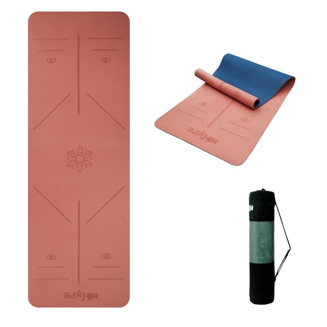 Yoga Mat Non-Slip Yoga Mat for Training and Gym Exercise & Fitness Mat Travel-Friendly Workout Mat – Yoga & Fitness Mat (Pink, Blue)