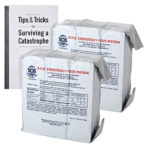 S.O.S. Rations Emergency 3600 Calorie Food Bar - 3 Day / 72 Hour Package with 5 Year Shelf Life 2 pack (with Jeff Brown's tips)