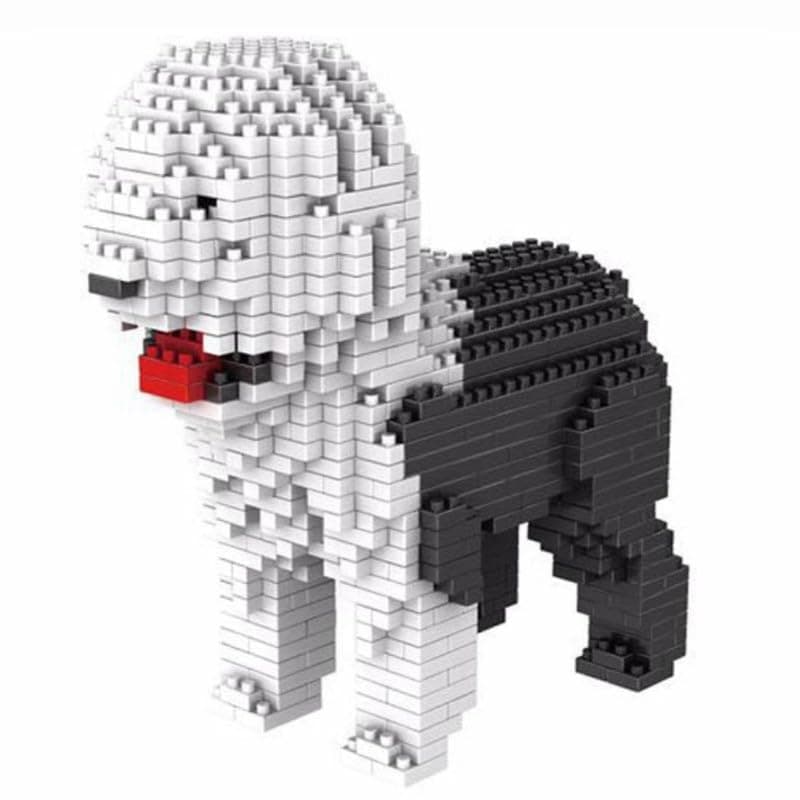 English Shepherd Dog or Bobtail (English Shepherd). Figure to assemble with nanoblocks. 950 pieces.