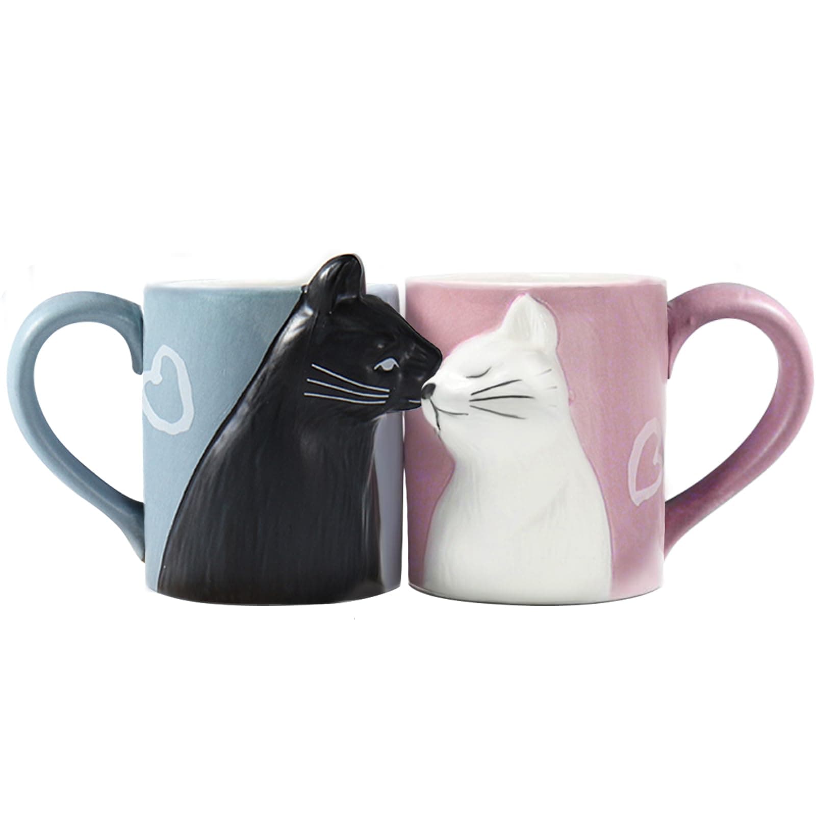 MengCatCouple Gifts Matching Couples Stuff Wedding Gifts Cute Kissing Cat Coffee Mug Set Engagement Gifts for Couples Gifts for Anniversary Couples Cute Mugs Cat Mug for Cat Lovers