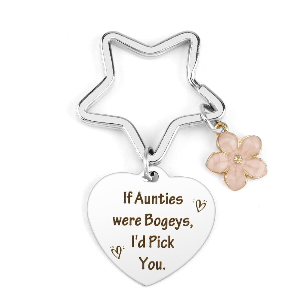 Hoosmoon Auntie Gifts,Auntie Birthday Gifts,Funny Presents for Aunt Keyring from Niece Christmas Birthday- If Aunties Were Bogeys, I'd Pick You
