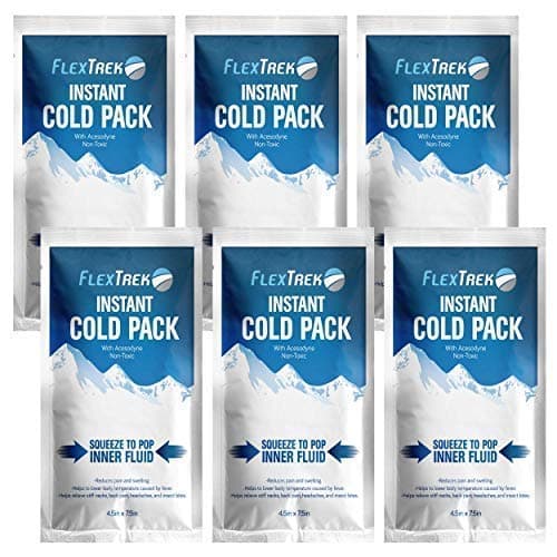 Disposable Instant Cold Pack (6-Pack) - Emergency Breakable First Aid Kit Content for Body Injuries - Perfect for Sports, Camping, Vacation, Athletes, Fitness Trainers - 4.5 x 7.5 inches.