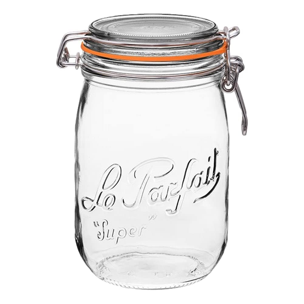 Super Jar - 1L French Wide Mouth Canning Jar w/Airtight Lid - Clear Quart Jar (1 pk)