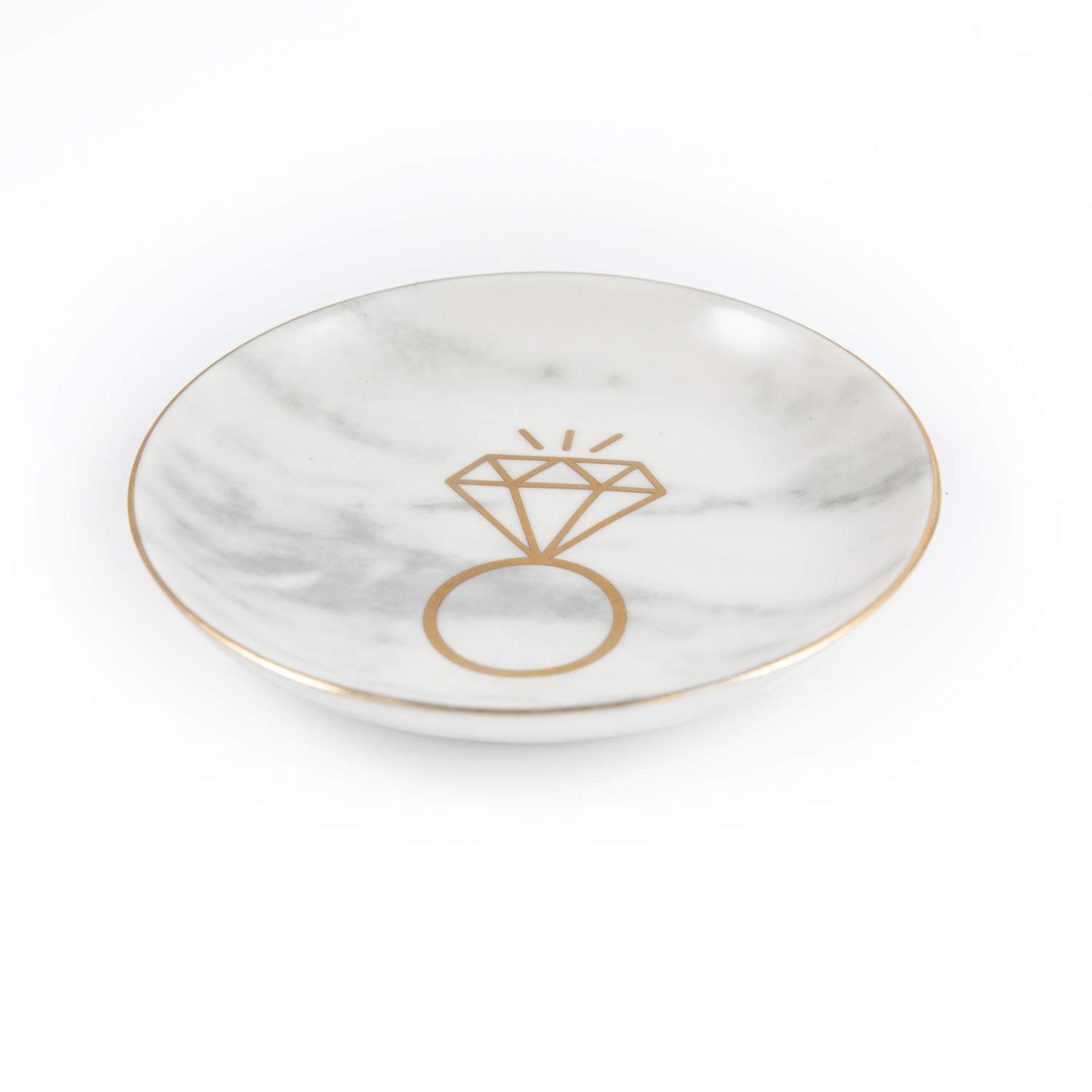 Marble Ceramic Ring Dish - Engagement Gifts for Her, Jewelry Dish Ring Holder Jewelry Organizer with Golden Edged, Unique Wedding Gifts Anniversary, Bridal Shower Gifts for Women and Wife