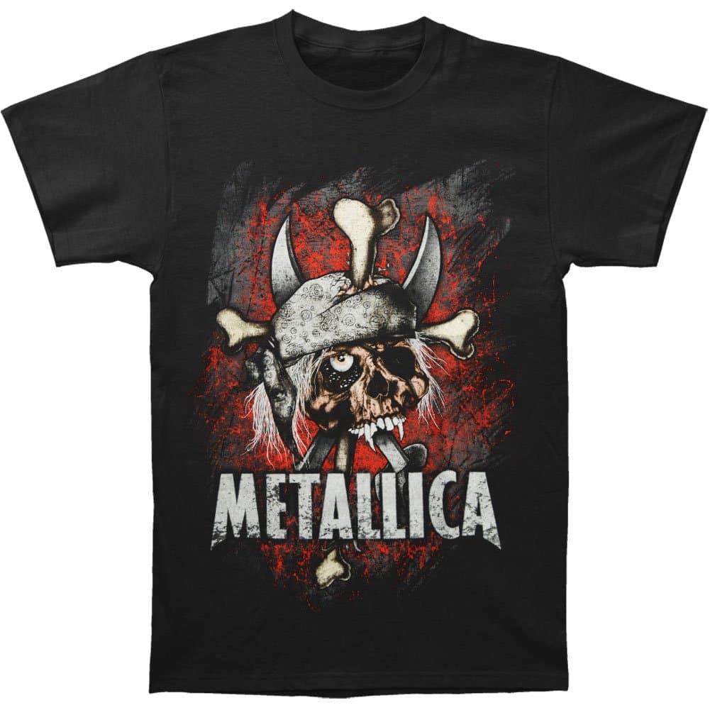 Metallica Argh Matie Pushead Pirate Skull T-shirt - Black (Large)