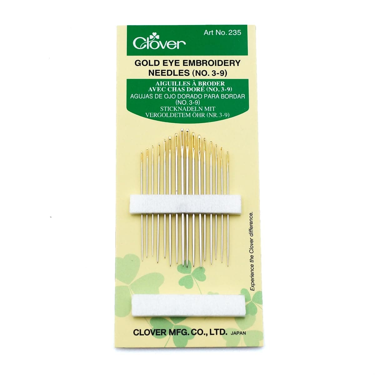 Clover 235 Gold Eye Embroidery Needles No. 3-9, 1