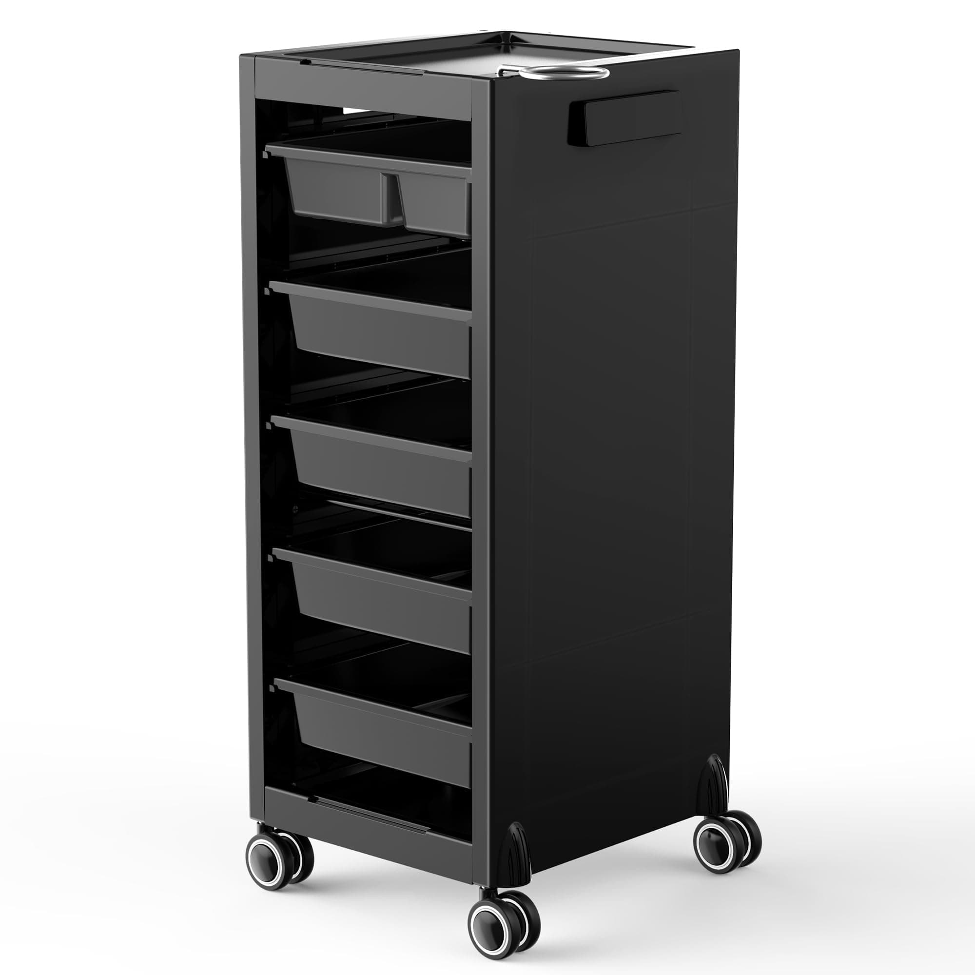 Tasalon New Salon Trolley Cart With Wheels For Extra Storage, 5 Drawers & Dryer Holder, Space Saving Lighter Strong Material, Multipurpose Beauty Cart, Hair Tattoo Tray