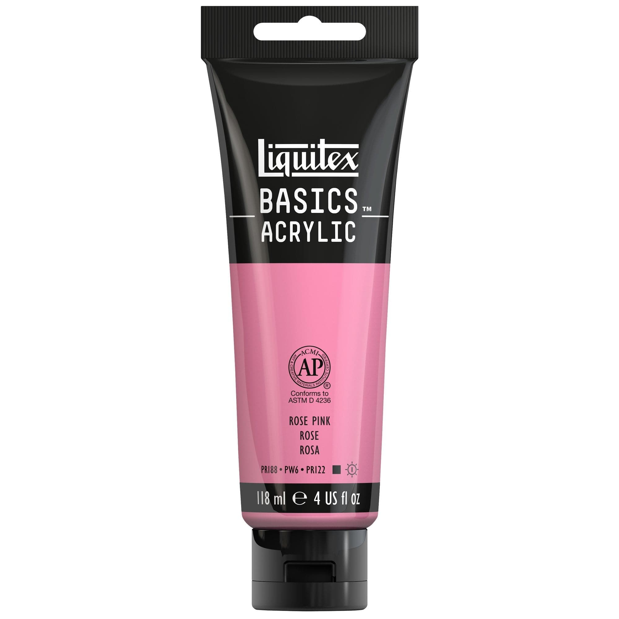 BASICS Acrylic Paint, 118ml (4-oz) Tube, Rose Pink