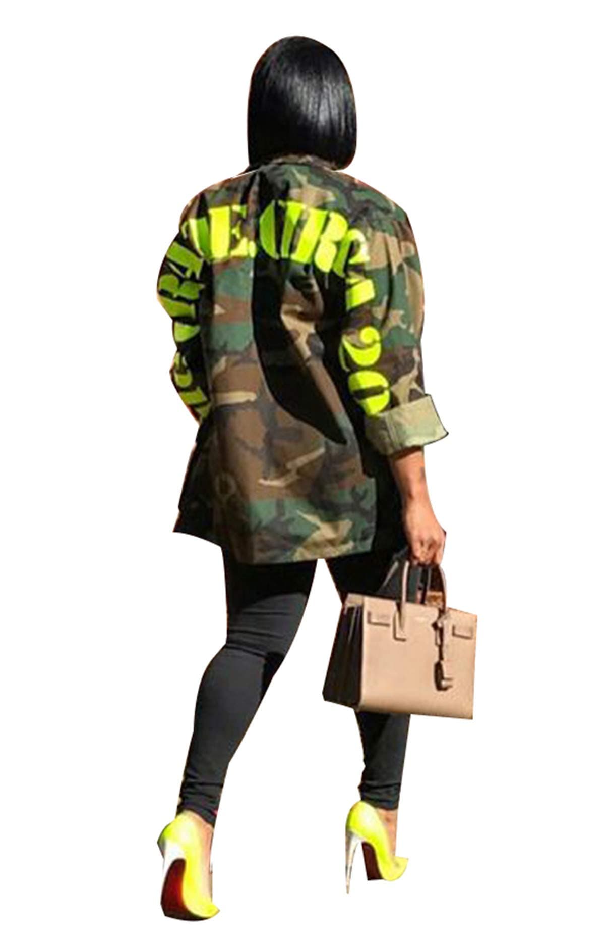 Antique StyleWomens Street Fashion Military Camouflage Printed BF Coat Safari Jacket Overcoats