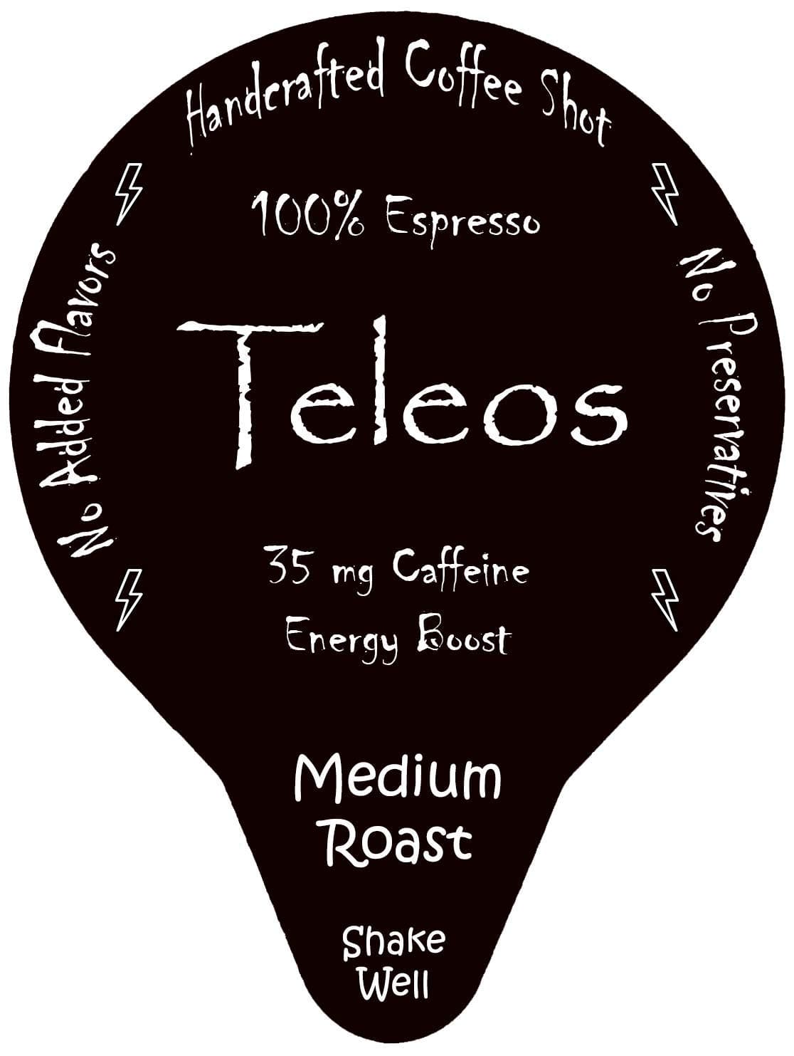 Espresso Coffee Shot Energy Boost - By Teleos, Ready to Drink Shots (20 Pods), Handcrafted, Black Unsweetened, Single Serve Pod