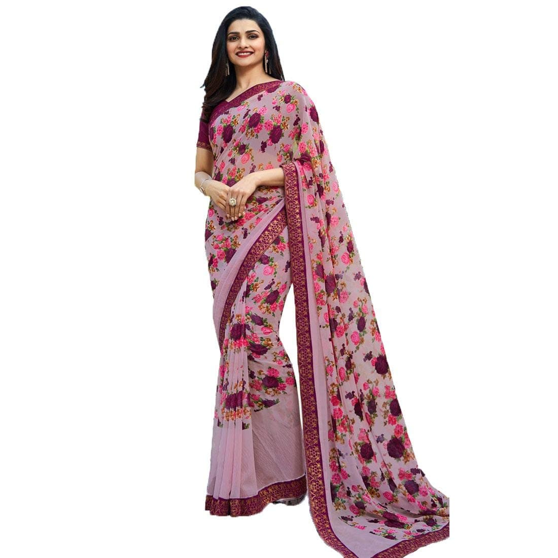 Rihana fashionIndian Wedding Bollywood Women's Digital Print Art Silk Saree with Unstitched Blouse Piece-A28