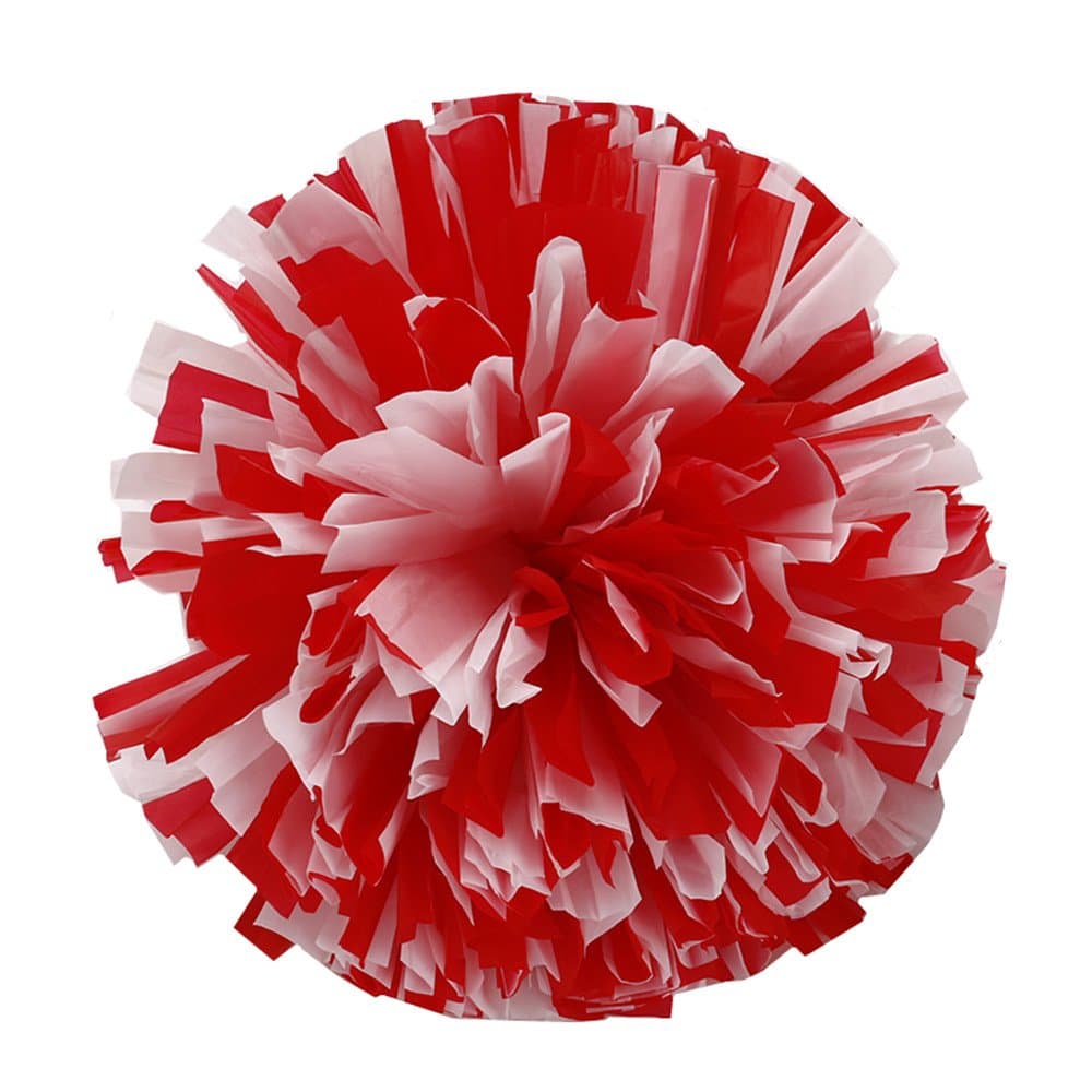 2PCS 12'' Cheering Squad Cheerleading Pom Poms for Alive Invigorating Sports Party by (Red+white)